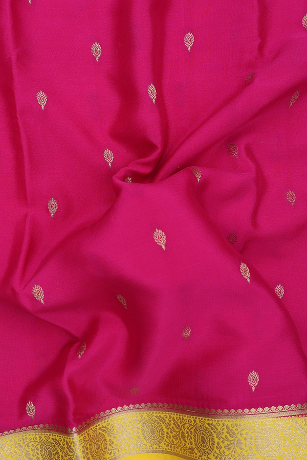 Mysore Silk Saree In Dark Pink With Zari Buttas