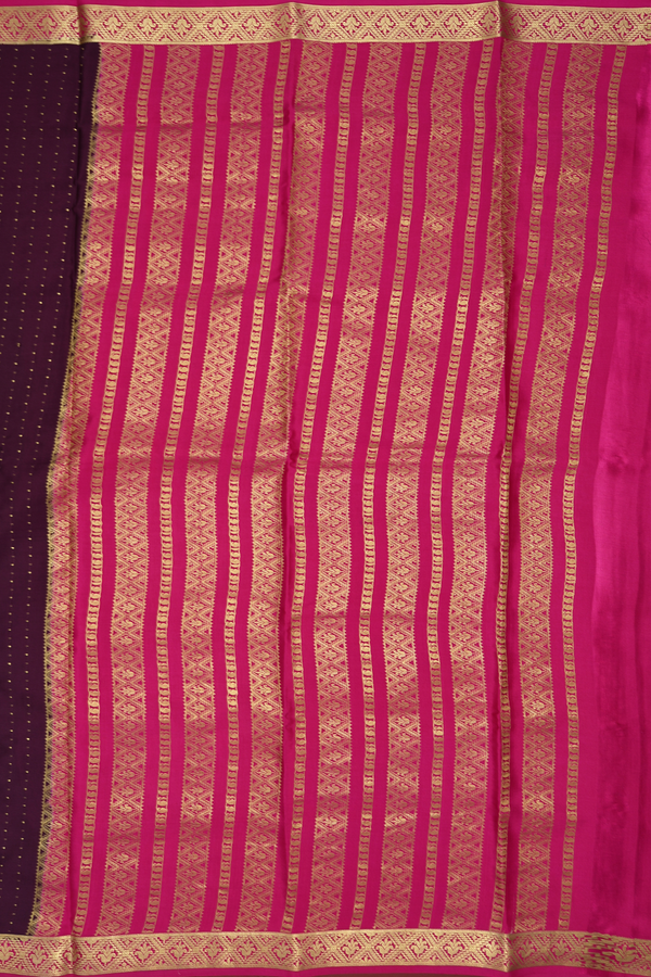 Mysore Silk Saree In Plum Purple With Zari Buttis