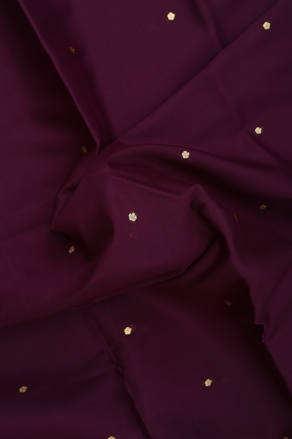 Mysore Silk Saree In Deep Purple With Floral Buttis