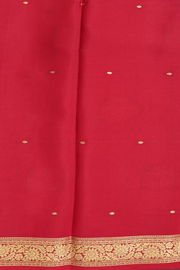 Mysore Silk Saree In Deep Purple With Floral Buttis