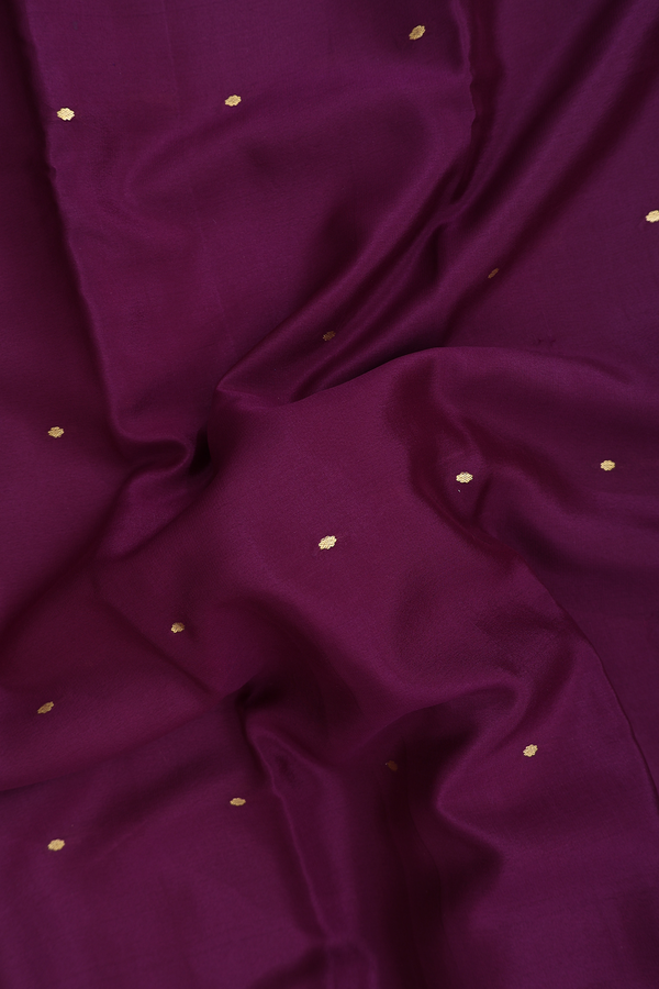 Mysore Silk Saree In Deep Purple With Floral Buttis