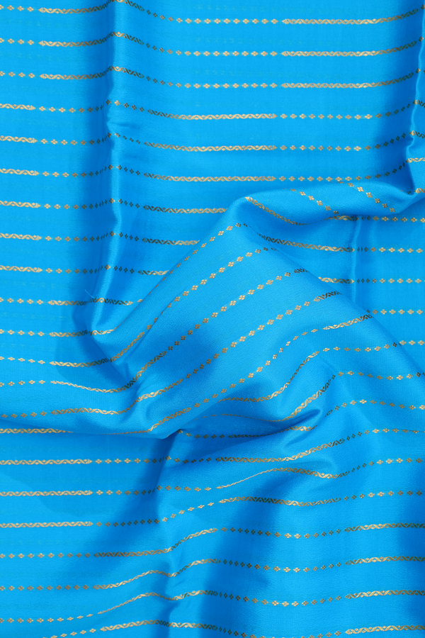 Mysore Silk Saree In Deep Sky Blue With Stripes Design