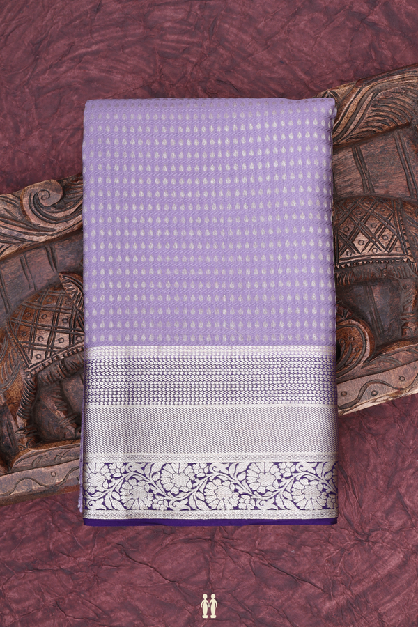 Mysore Silk Saree In Dusty Purple With Zari Buttis