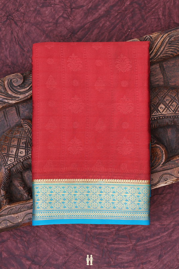 Mysore Silk Saree In Dusty Red With Self Design