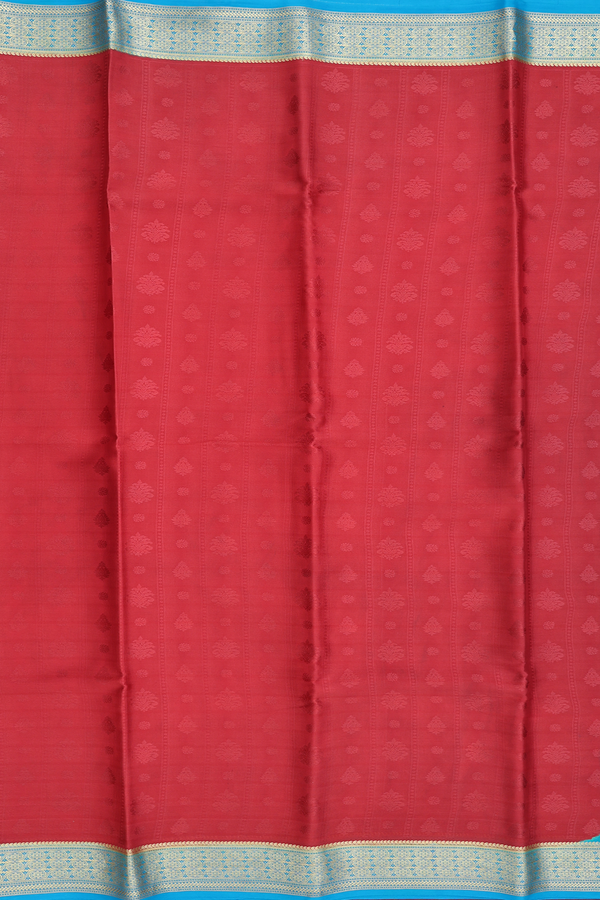 Mysore Silk Saree In Dusty Red With Self Design
