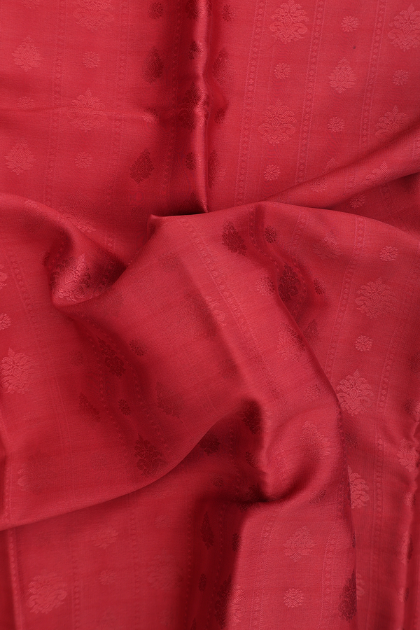 Mysore Silk Saree In Dusty Red With Self Design