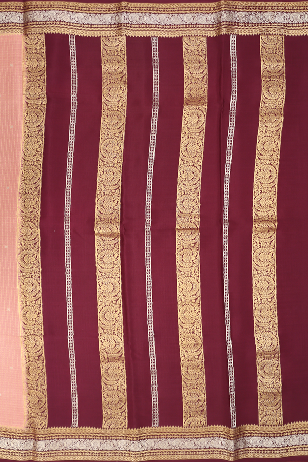 Mysore Silk Saree In Dusty Rose With Checks Design