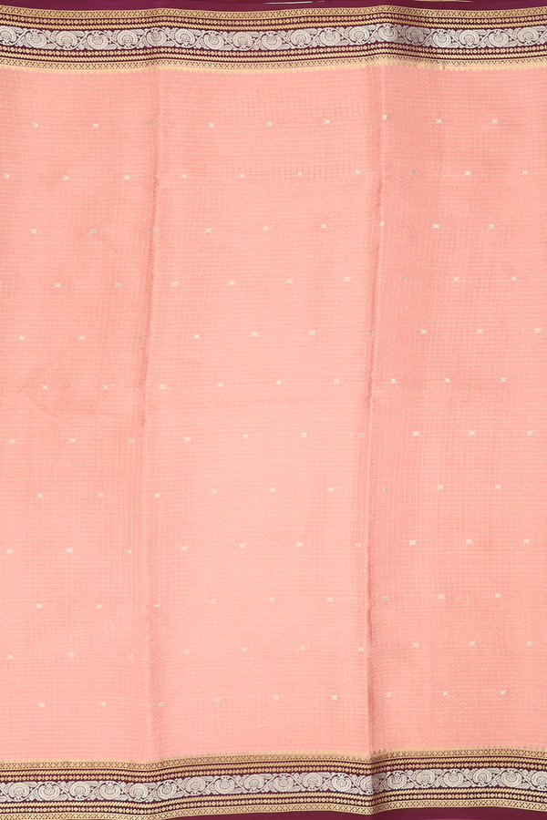 Mysore Silk Saree In Dusty Rose With Checks Design