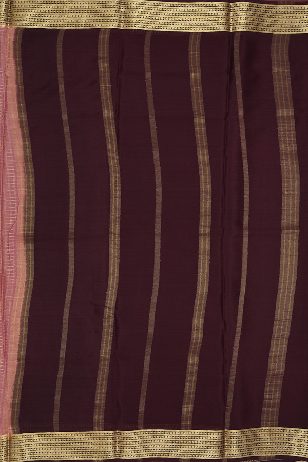 Mysore Silk Saree In Earthy Brown With Checks Design