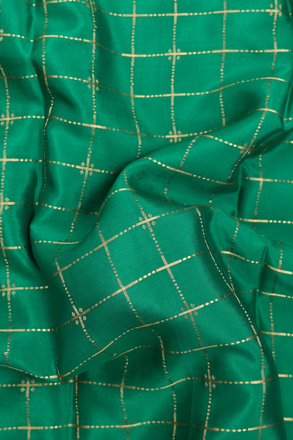 Mysore Silk Saree In Emerald Green With Checks Design
