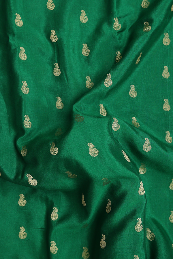 Mysore Silk Saree In Emerald Green With Paisley Buttas