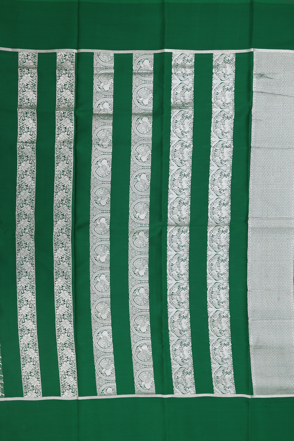 Mysore Silk Saree In Emerald Green With Stripes Design