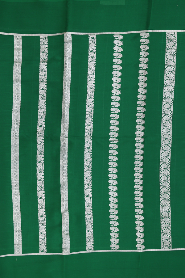 Mysore Silk Saree In Emerald Green With Stripes Design
