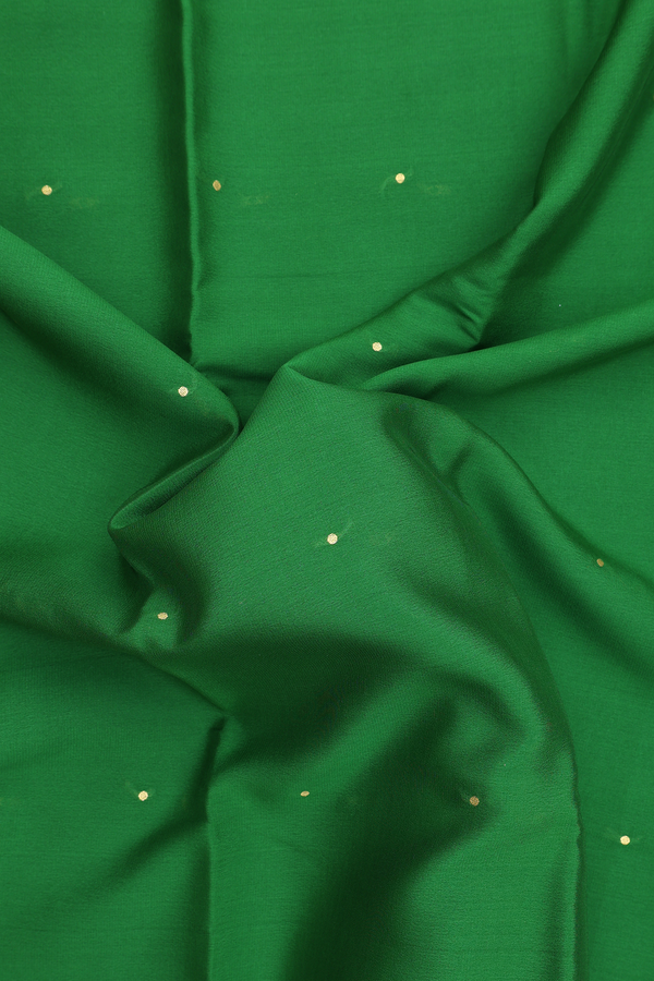 Mysore Silk Saree In Emerald Green With Zari Buttis