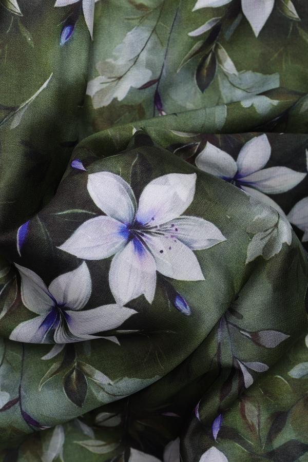 Mysore Silk Saree In Fern Green With Floral Design