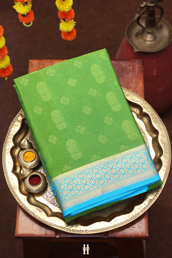 Mysore Silk Saree In Fern Green With Paisley Buttas