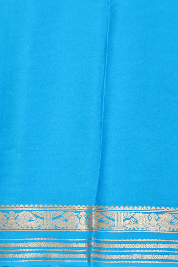 Mysore Silk Saree In Fern Green With Peacock Border