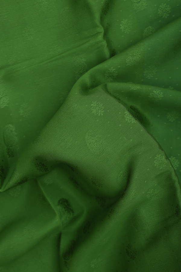 Mysore Silk Saree In Fern Green With Paisley Design
