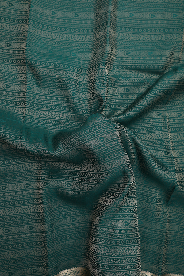 Mysore Silk Saree In Forest Green With Brocade Design
