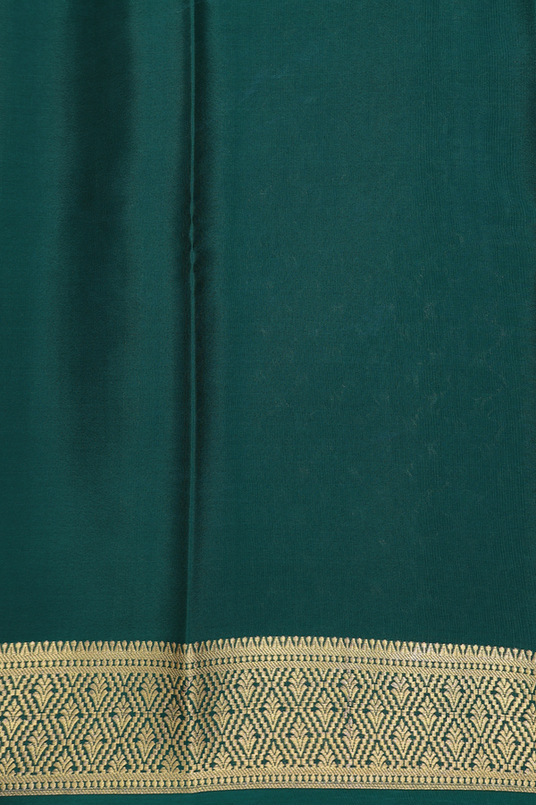 Mysore Silk Saree In Forest Green With Checks Design