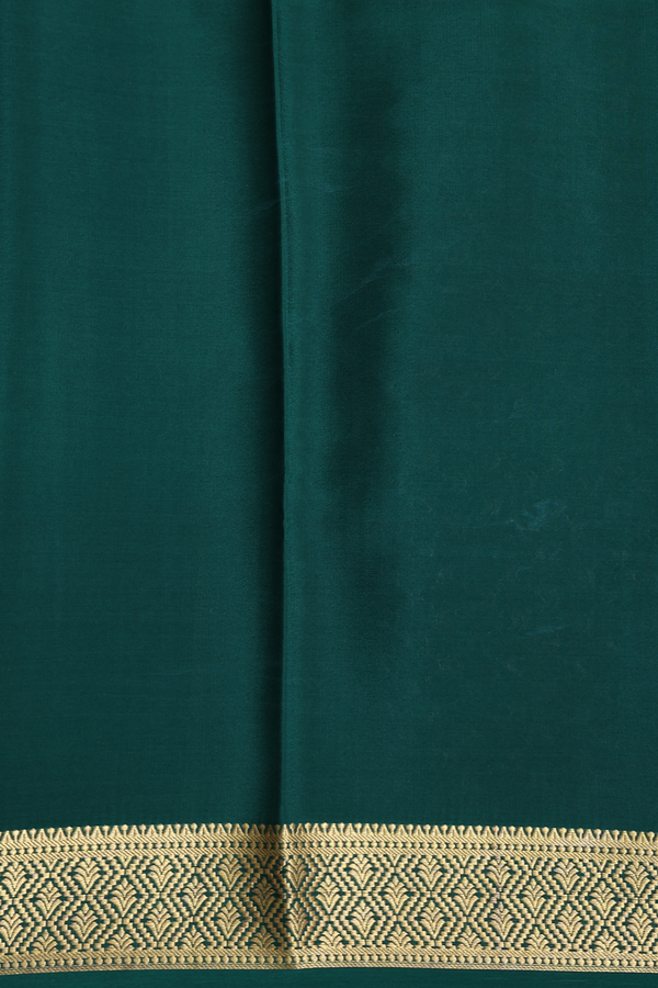 Mysore Silk Saree In Forest Green With Checks Design