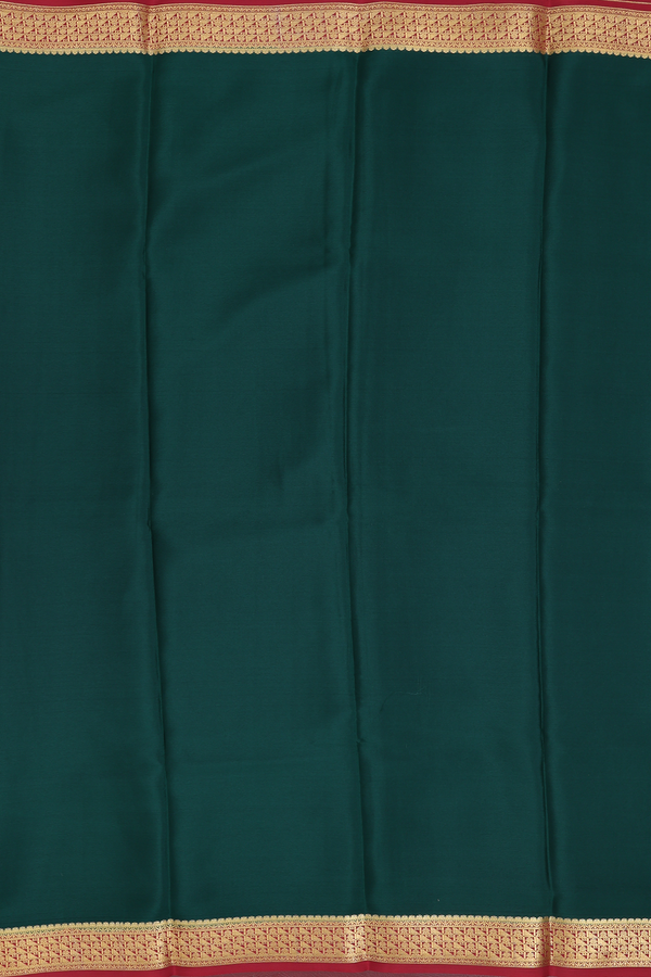 Mysore Silk Saree In Forest Green With Contrast Border