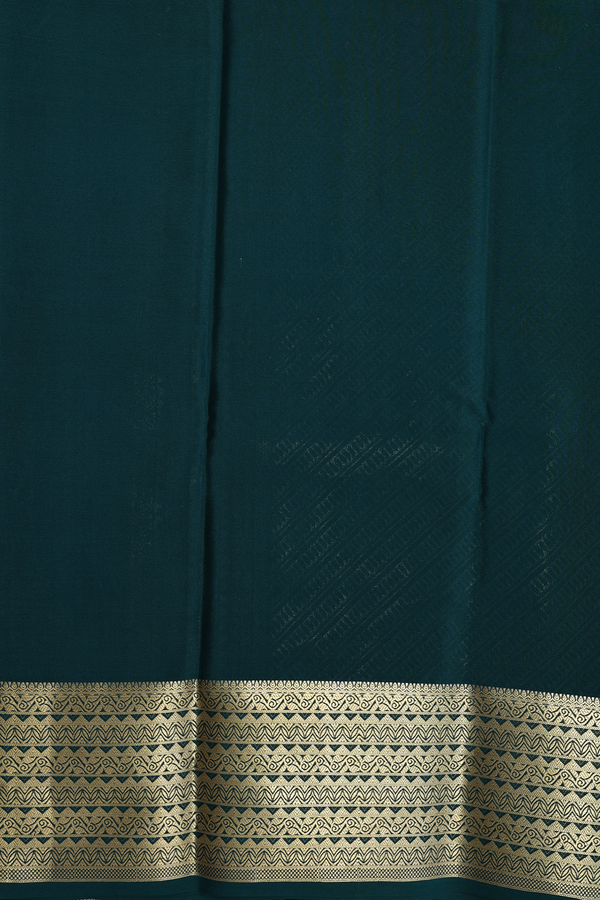 Mysore Silk Saree In Forest Green With Floral Buttas