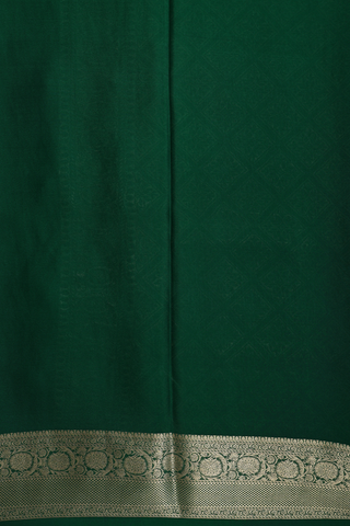 Mysore Silk Saree In Forest Green With Floral Design