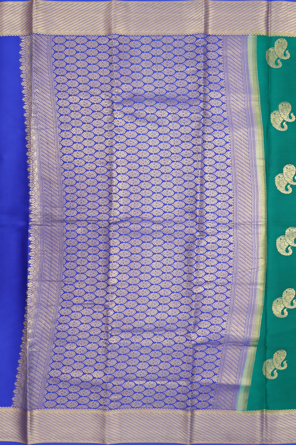 Mysore Silk Saree In Forest Green With Paisley Buttas