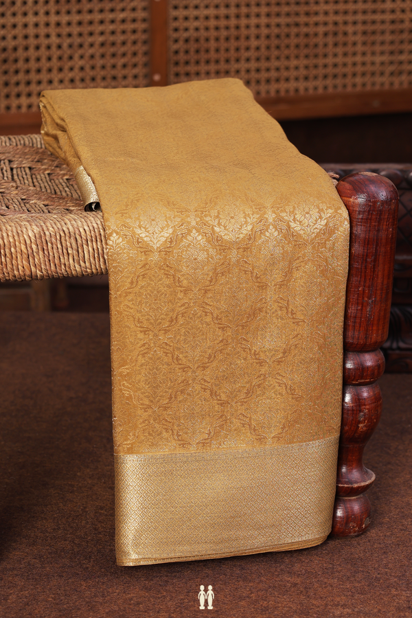 Mysore Silk Saree In Golden Brown With Brocade Design