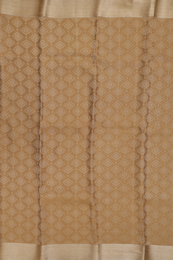 Mysore Silk Saree In Golden Brown With Brocade Design