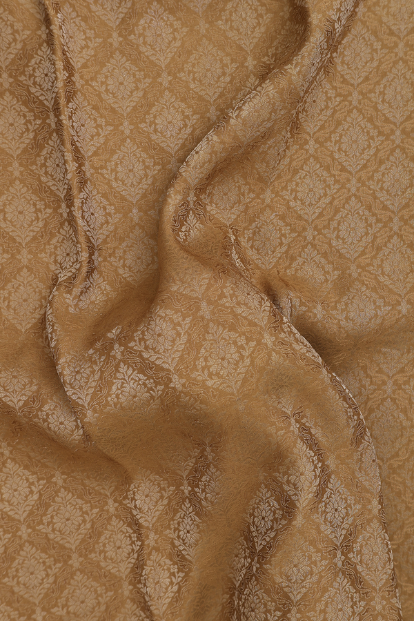 Mysore Silk Saree In Golden Brown With Brocade Design