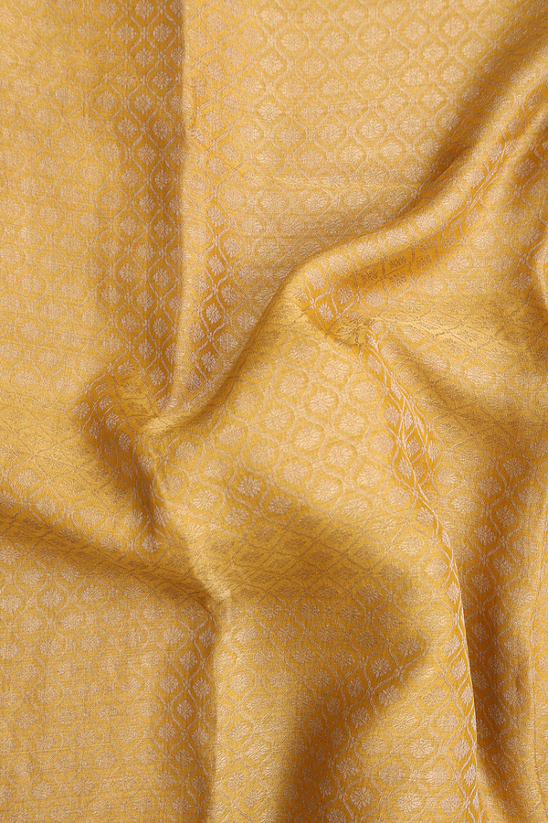 Mysore Silk Saree In Golden Yellow With Ogee Design