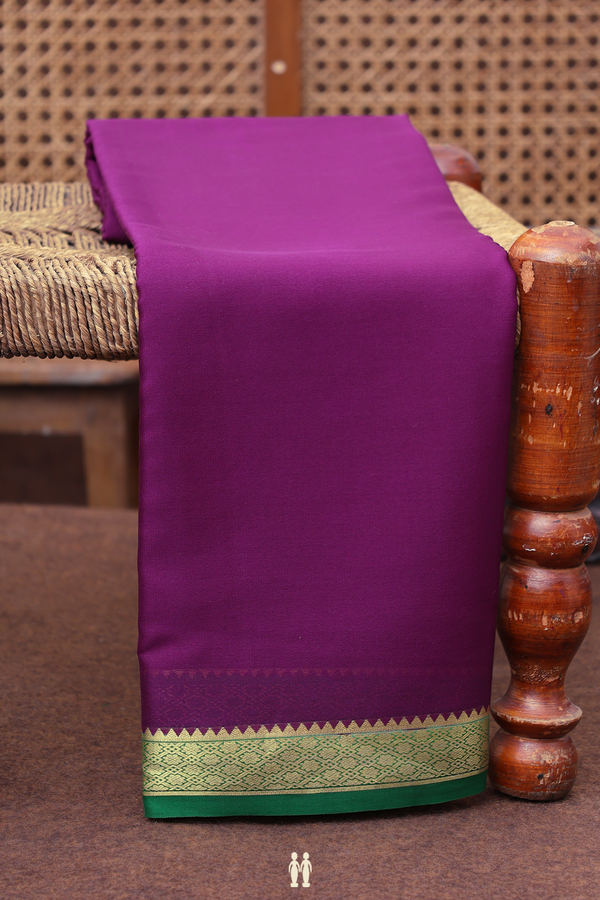 Mysore Silk Saree In Grape Purple With Contrast Border