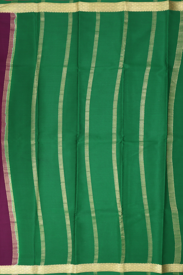 Mysore Silk Saree In Grape Purple With Contrast Border