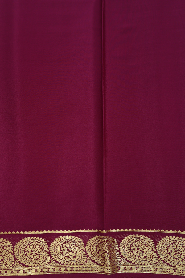 Mysore Silk Saree In Grape Purple With Paisley Border