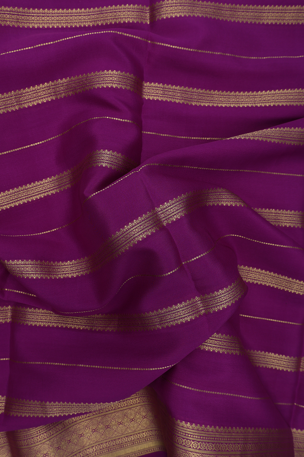 Mysore Silk Saree In Grape Purple With Stripes Design