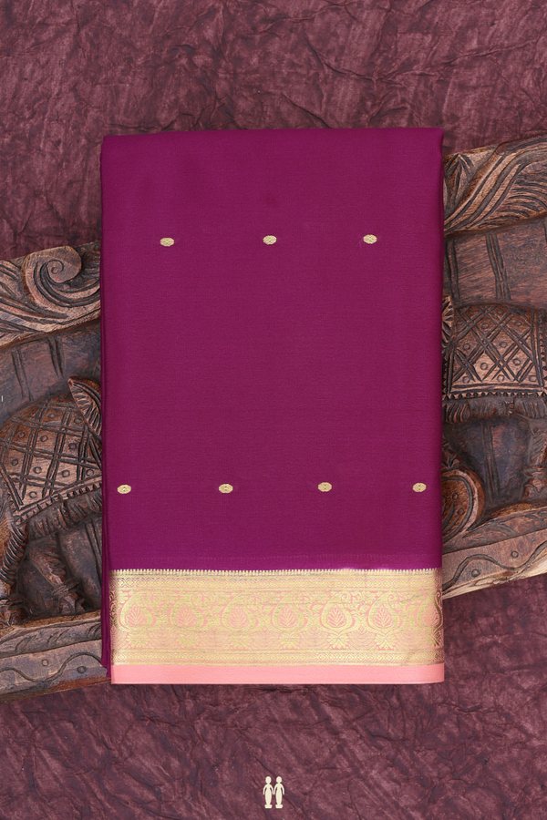 Mysore Silk Saree In Grape Purple With Zari Buttis