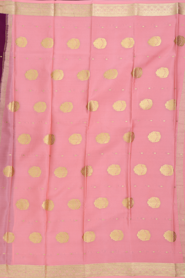 Mysore Silk Saree In Grape Purple With Zari Buttis