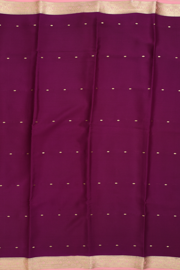 Mysore Silk Saree In Grape Purple With Zari Buttis