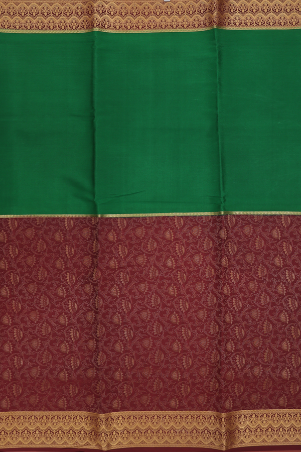 Mysore Silk Saree In Green And Brown With Half And Half