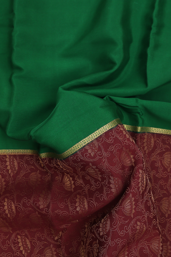 Mysore Silk Saree In Green And Brown With Half And Half