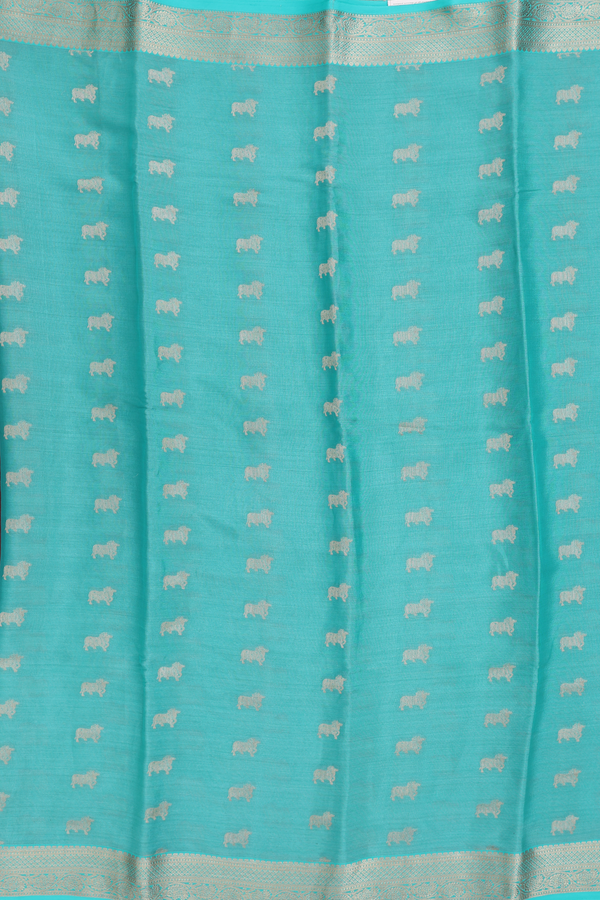 Mysore Silk Saree In Green Tissue With Zari Buttas