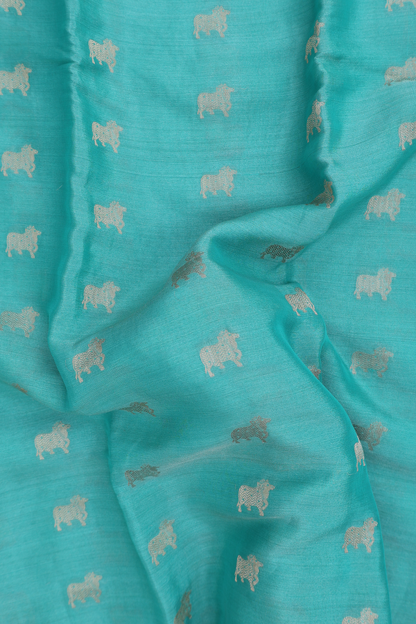 Mysore Silk Saree In Green Tissue With Zari Buttas