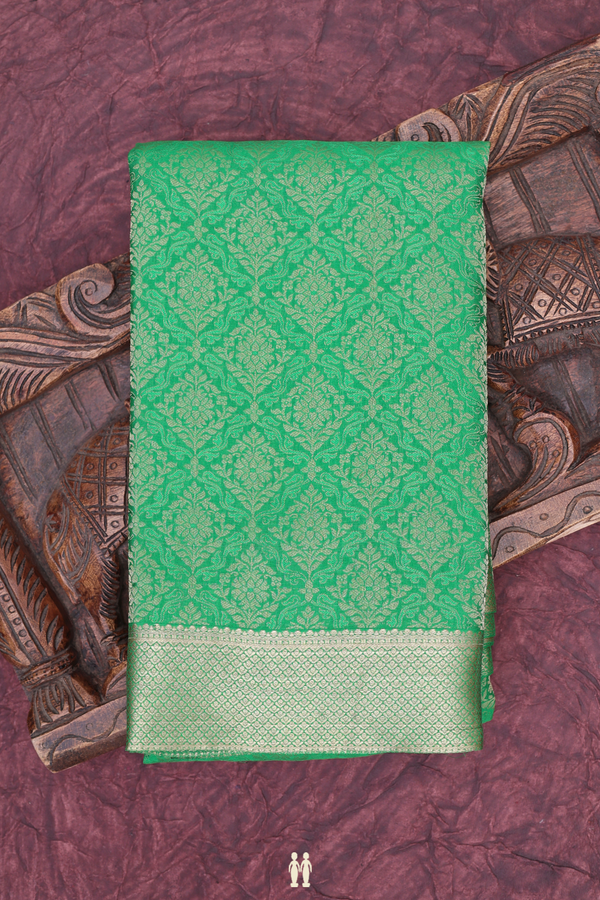 Mysore Silk Saree In Green With Brocade Design