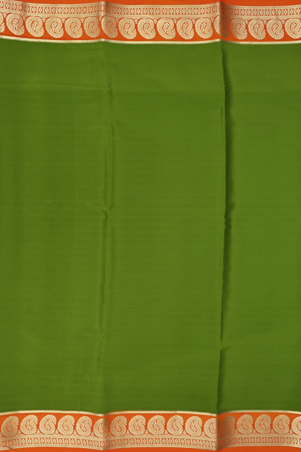 Mysore Silk Saree In Plain Green With Paisley Border