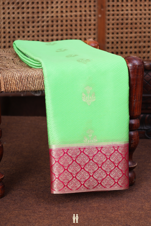Mysore Silk Saree In Green With Floral Buttas