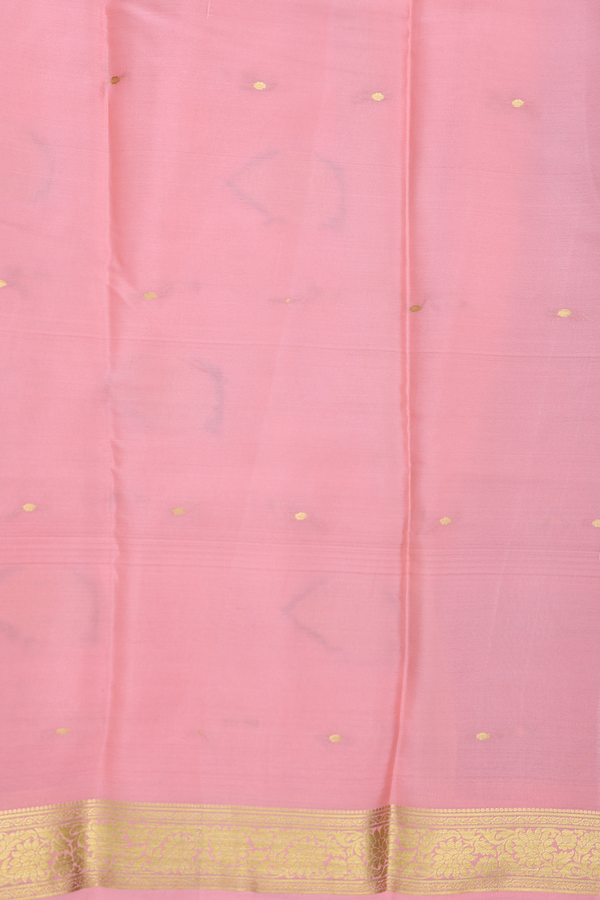 Mysore Silk Saree In Green With Zari Buttis