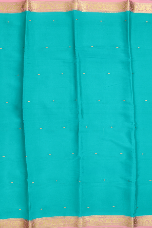 Mysore Silk Saree In Green With Zari Buttis