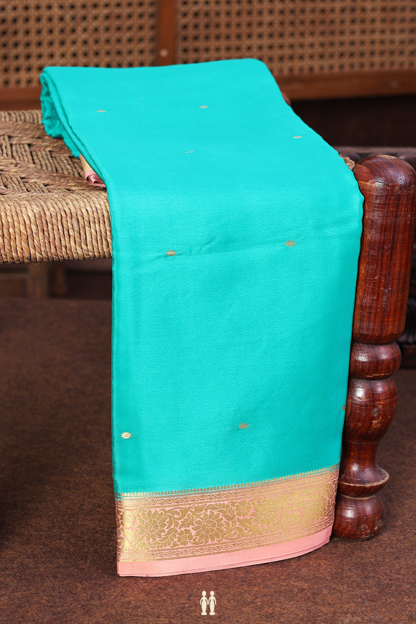 Mysore Silk Saree In Green With Zari Buttis